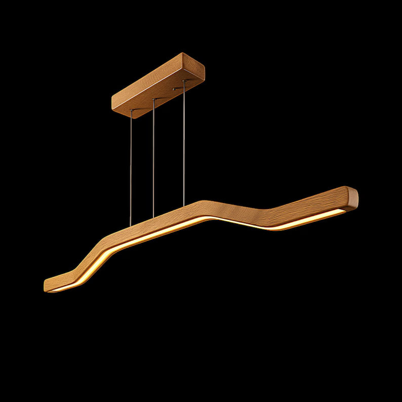 Handmade Wooden Pendant Light - Dimmable Ceiling Lamp - Light Fixture for Dining Room, Kitchen Island or Living Room - Wood Linear Led Lamp