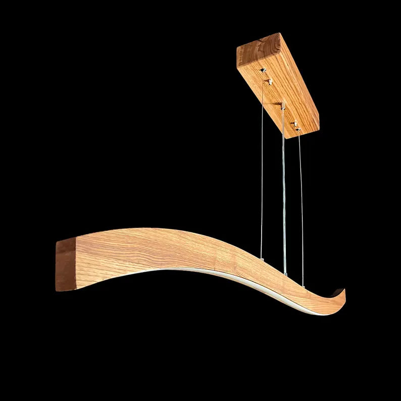 Handmade Wood Pendant Light - Dimmable Ceiling Lamp - Home Decor Lighting- Light Fixture for Dining Room, Kitchen Island or Living Room