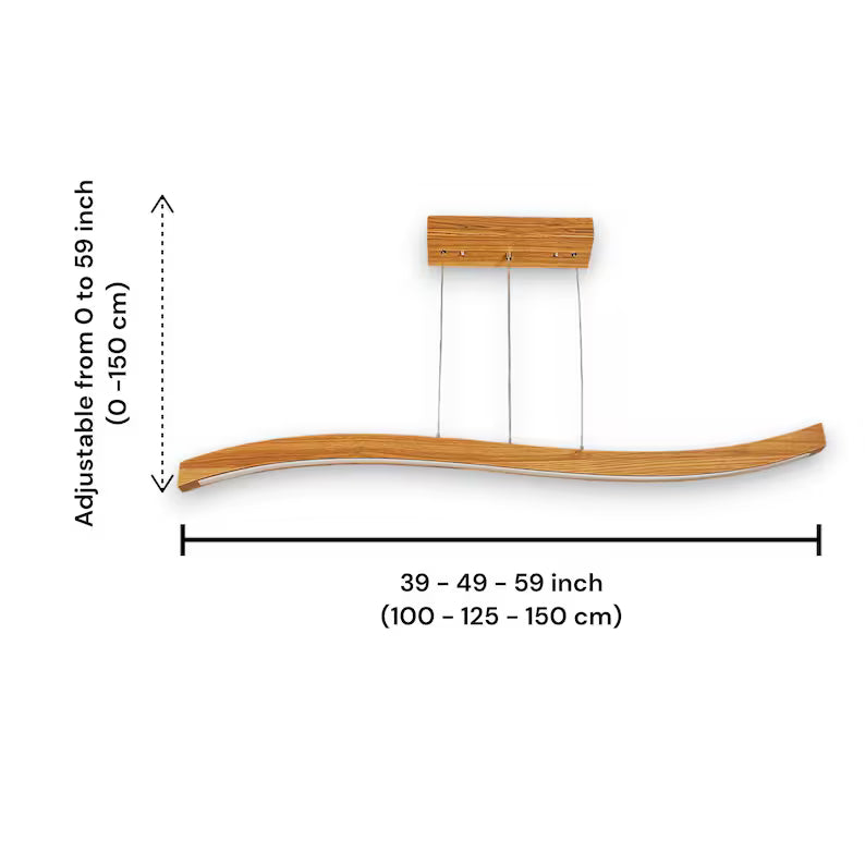 Handmade Wood Pendant Light - Dimmable Ceiling Lamp - Home Decor Lighting- Light Fixture for Dining Room, Kitchen Island or Living Room