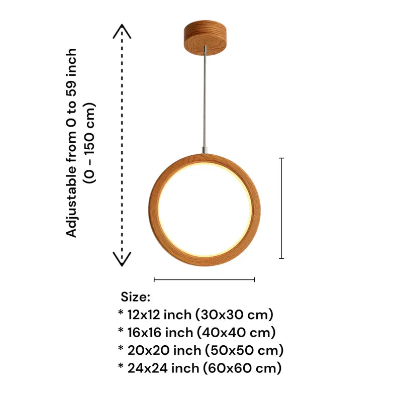 Wooden Ring Pendant Light - Handmade Wood Ceiling Light - Home Decor Lighting - Light Fixture for Dining Room, Kitchen Island or Living Room