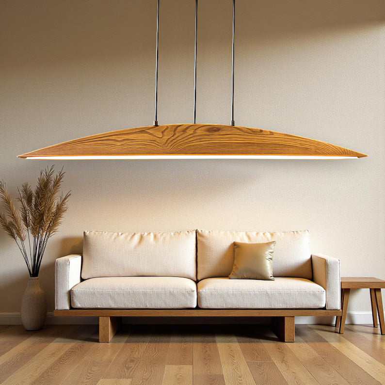 Handmade Wood LED Pendant Light - Dimmable Modern Chandelier - Home Decor Lighting - Wooden Light Fixture