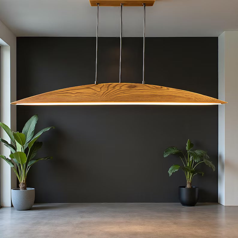 Handmade Wood LED Pendant Light - Dimmable Modern Chandelier - Home Decor Lighting - Wooden Light Fixture