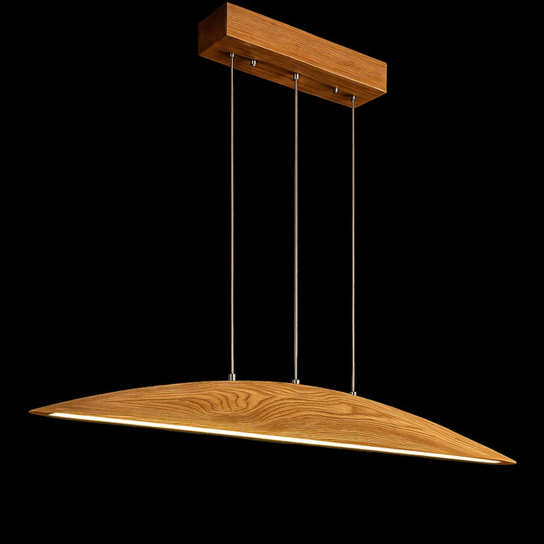 Handmade Wood LED Pendant Light - Dimmable Modern Chandelier - Home Decor Lighting - Wooden Light Fixture