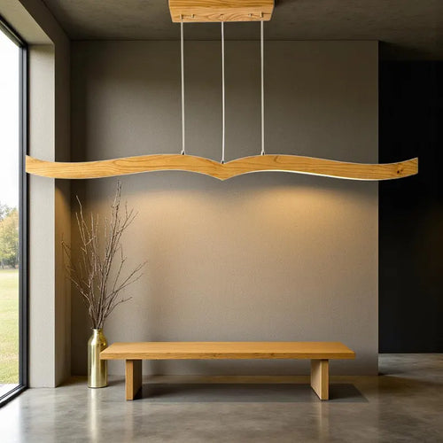 Handmade Curved Wood Pendant Light - Wood Ceiling Lamp - Home Decor Lighting - Light Fixture for Dining Room, Kitchen Island or Living Room