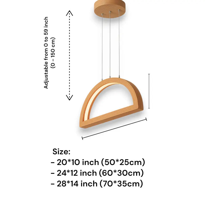 Handmade Wooden LED Pendant Light -Minimalist Ceiling Fixture - Light Fixture for Dining Room, Kitchen Island or Living Room - Chandelier