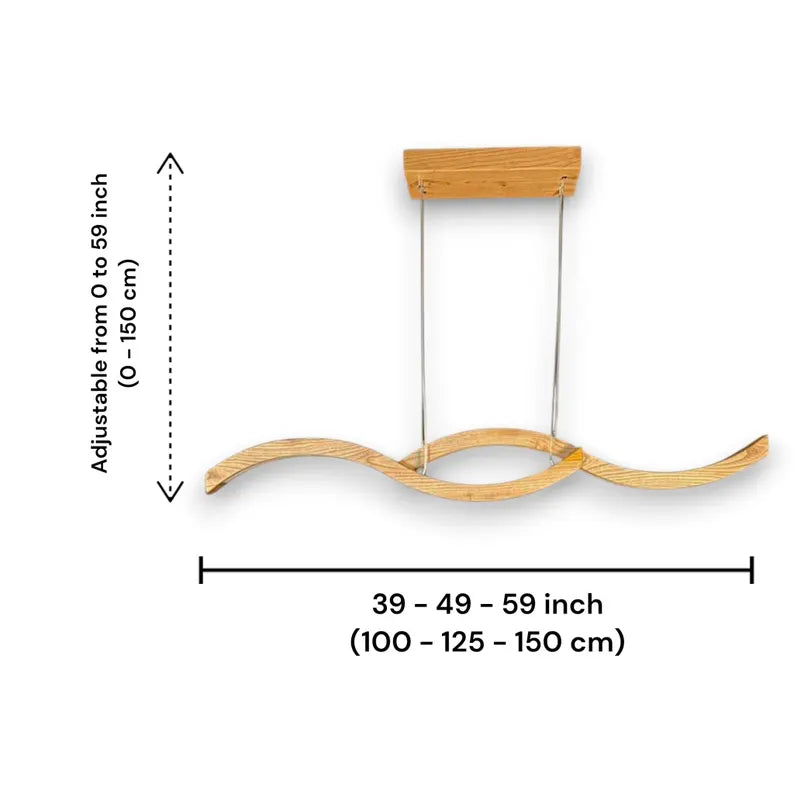 Curved Wooden LED Pendant Light - Wood Ceiling Light - Home Decor Lighting - Light Fixture for Dining Room, Kitchen Island or Living Room