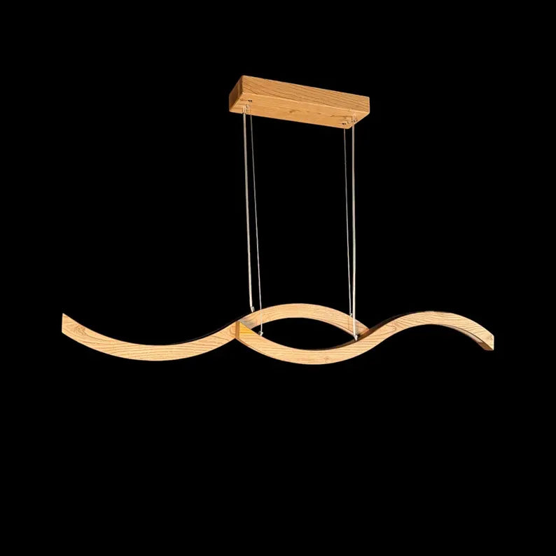 Curved Wooden LED Pendant Light - Wood Ceiling Light - Home Decor Lighting - Light Fixture for Dining Room, Kitchen Island or Living Room