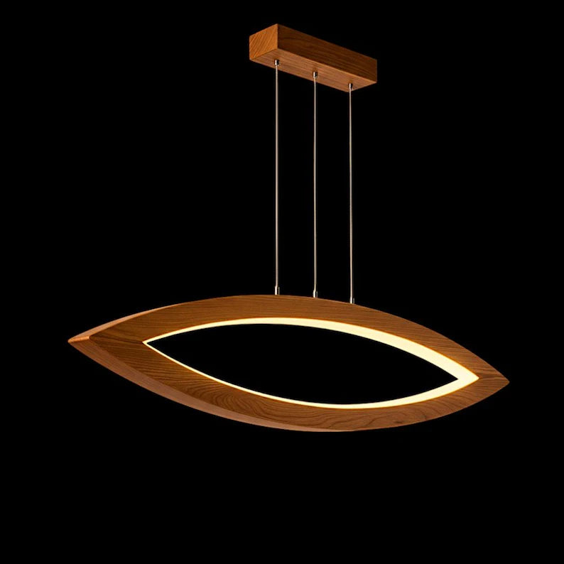 Handmade Wood Ceiling Light - Elliptical Wooden Chandelier - Home Decor Light - Light Fixture for Dining Room, Kitchen Island or Living Room