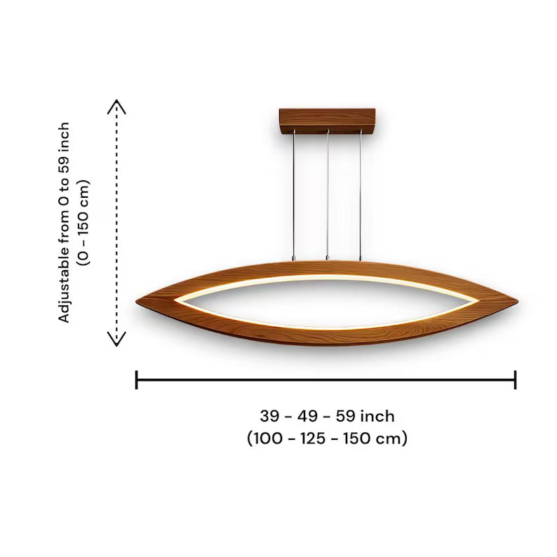 Handmade Wood Ceiling Light - Elliptical Wooden Chandelier - Home Decor Light - Light Fixture for Dining Room, Kitchen Island or Living Room