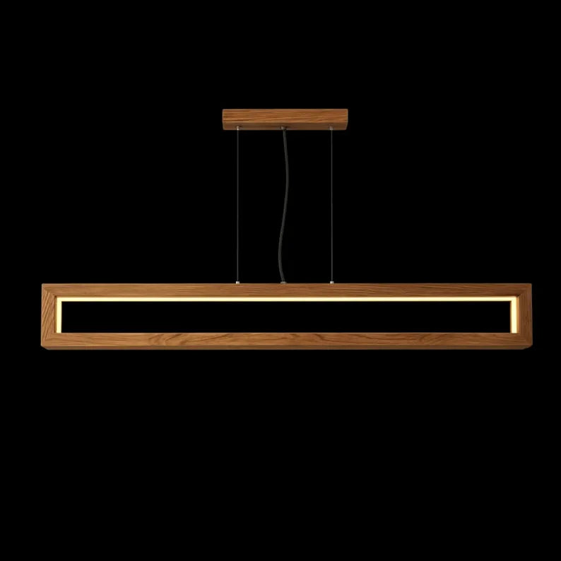 Handmade Wooden Linear LED Pendant Light - Dimmable Led Ceiling Lamp - Light Fixture for Dining Room, Kitchen Island or Living Room