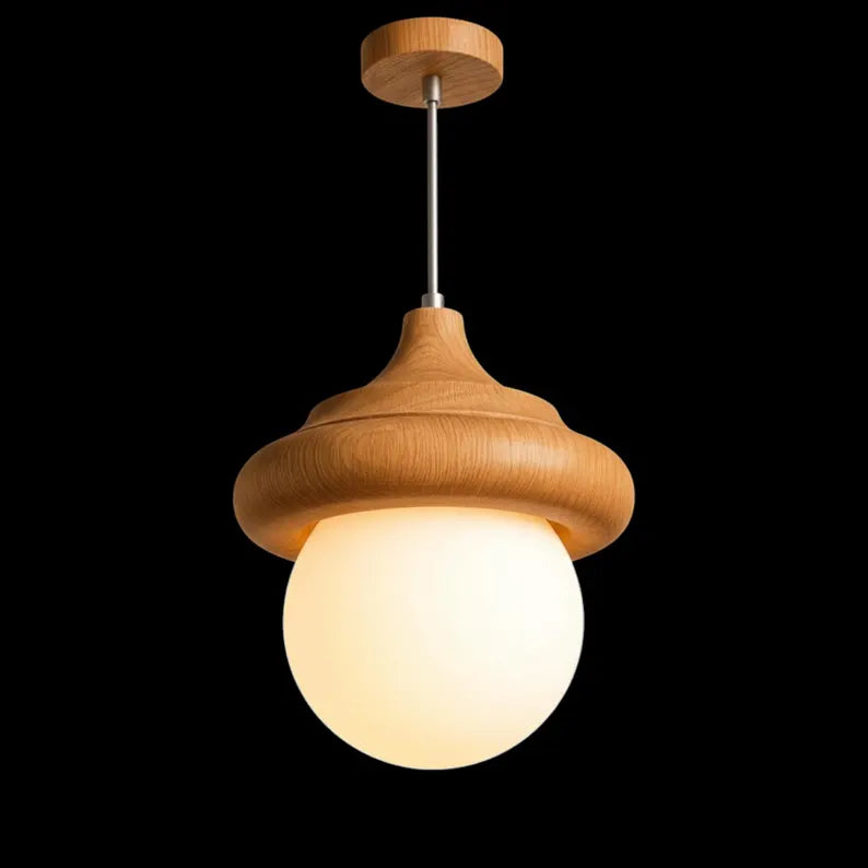 Wooden Handmade Pendant Light - Globe Chandelier - Wood Ceiling Lamp - Light Fixture for Dining Room, Kitchen Island or Living Room