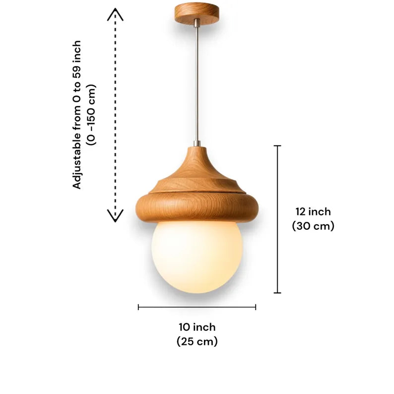 Wooden Handmade Pendant Light - Globe Chandelier - Wood Ceiling Lamp - Light Fixture for Dining Room, Kitchen Island or Living Room