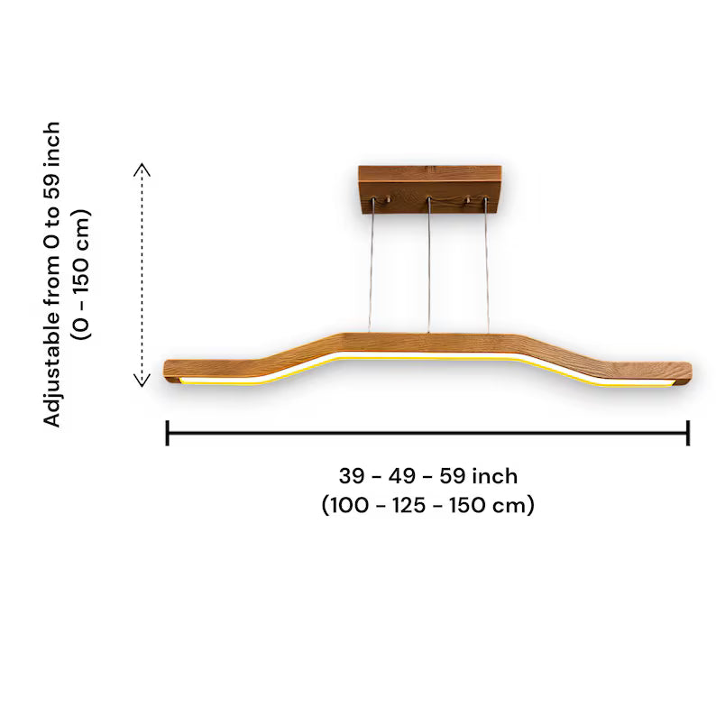 Handmade Wooden Pendant Light - Dimmable Ceiling Lamp - Light Fixture for Dining Room, Kitchen Island or Living Room - Wood Linear Led Lamp