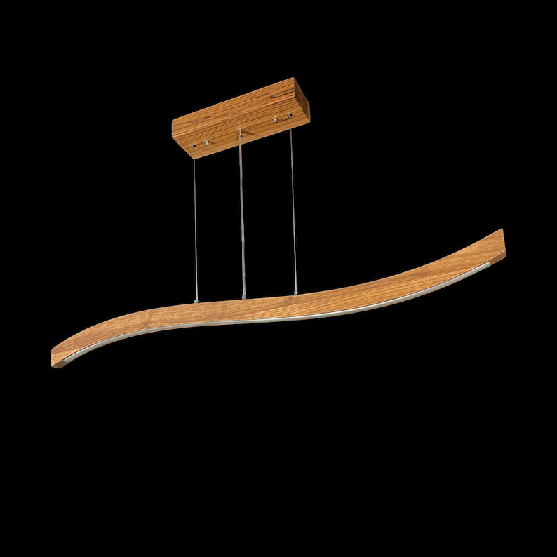 Handmade Wood Pendant Light - Dimmable Ceiling Lamp - Home Decor Lighting- Light Fixture for Dining Room, Kitchen Island or Living Room