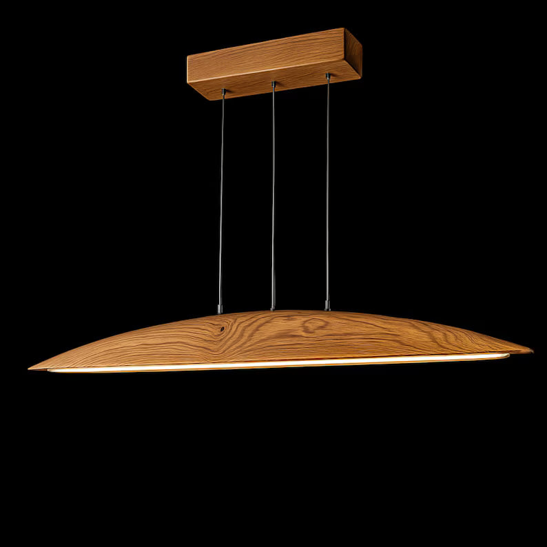 Handmade Wood LED Pendant Light - Dimmable Modern Chandelier - Home Decor Lighting - Wooden Light Fixture
