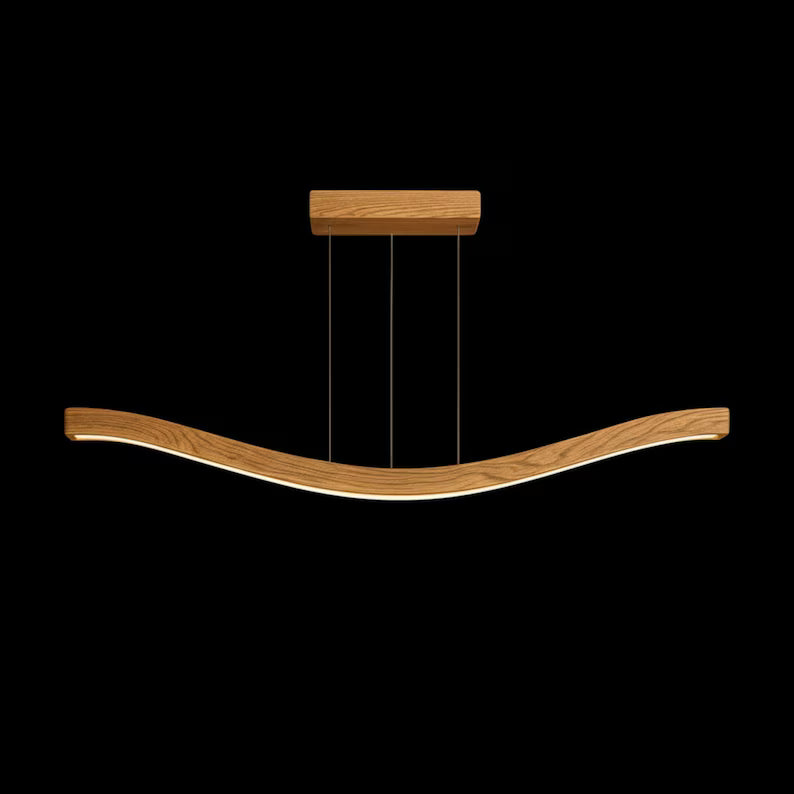 Handmade Wave Pendant Light - Modern Wood Linear Lamp - Wood Ceiling Light - Light Fixture for Dining Room, Kitchen Island or Living Room