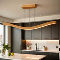 Handmade Wave Pendant Light - Modern Wood Linear Lamp - Wood Ceiling Light - Light Fixture for Dining Room, Kitchen Island or Living Room