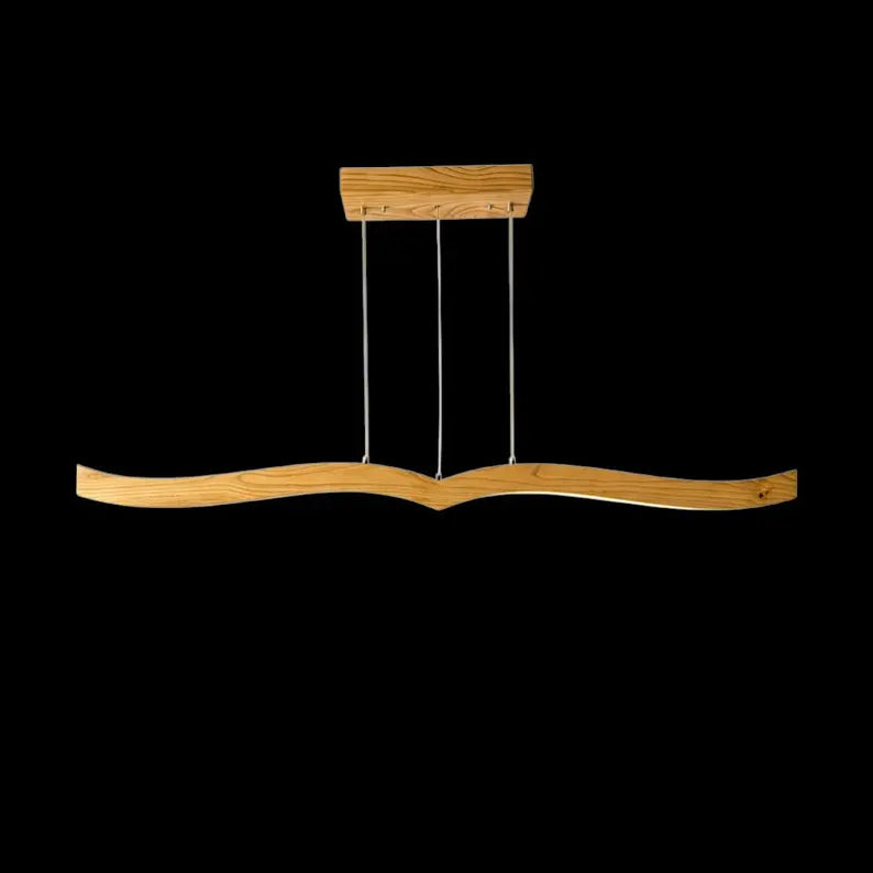 Handmade Curved Wood Pendant Light - Wood Ceiling Lamp - Home Decor Lighting - Light Fixture for Dining Room, Kitchen Island or Living Room