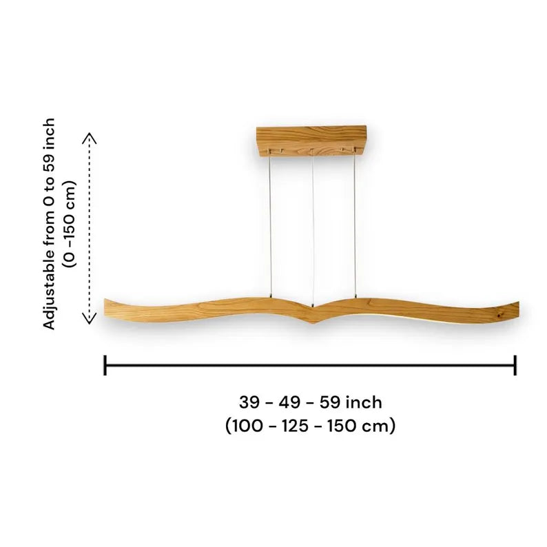 Handmade Curved Wood Pendant Light - Wood Ceiling Lamp - Home Decor Lighting - Light Fixture for Dining Room, Kitchen Island or Living Room