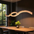 Curved Wooden LED Pendant Light - Wood Ceiling Light - Home Decor Lighting - Light Fixture for Dining Room, Kitchen Island or Living Room