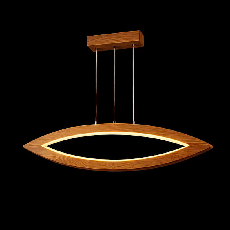 Handmade Wood Ceiling Light - Elliptical Wooden Chandelier - Home Decor Light - Light Fixture for Dining Room, Kitchen Island or Living Room