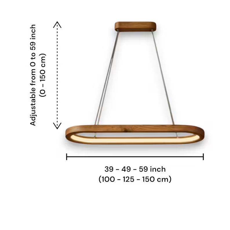 Wood Oval Pendant Light - Handmade Linear Ceiling Lamp - Home Decor Lighting - Light Fixture for Dining Room, Kitchen Island or Living Room