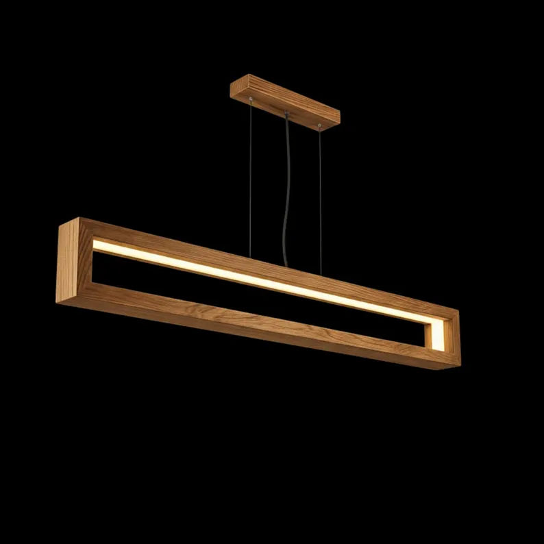 Handmade Wooden Linear LED Pendant Light - Dimmable Led Ceiling Lamp - Light Fixture for Dining Room, Kitchen Island or Living Room