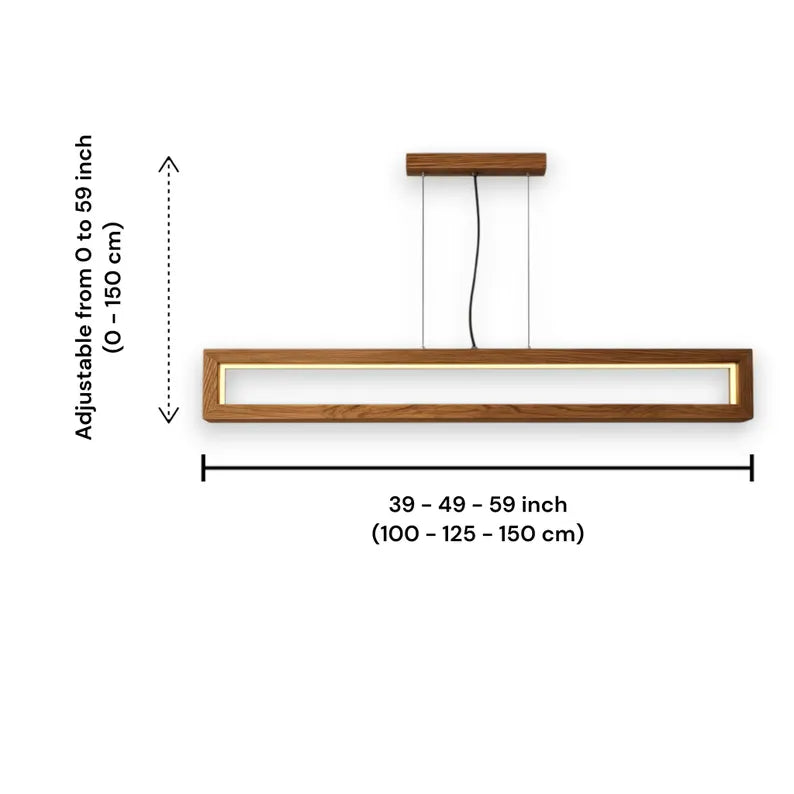 Handmade Wooden Linear LED Pendant Light - Dimmable Led Ceiling Lamp - Light Fixture for Dining Room, Kitchen Island or Living Room