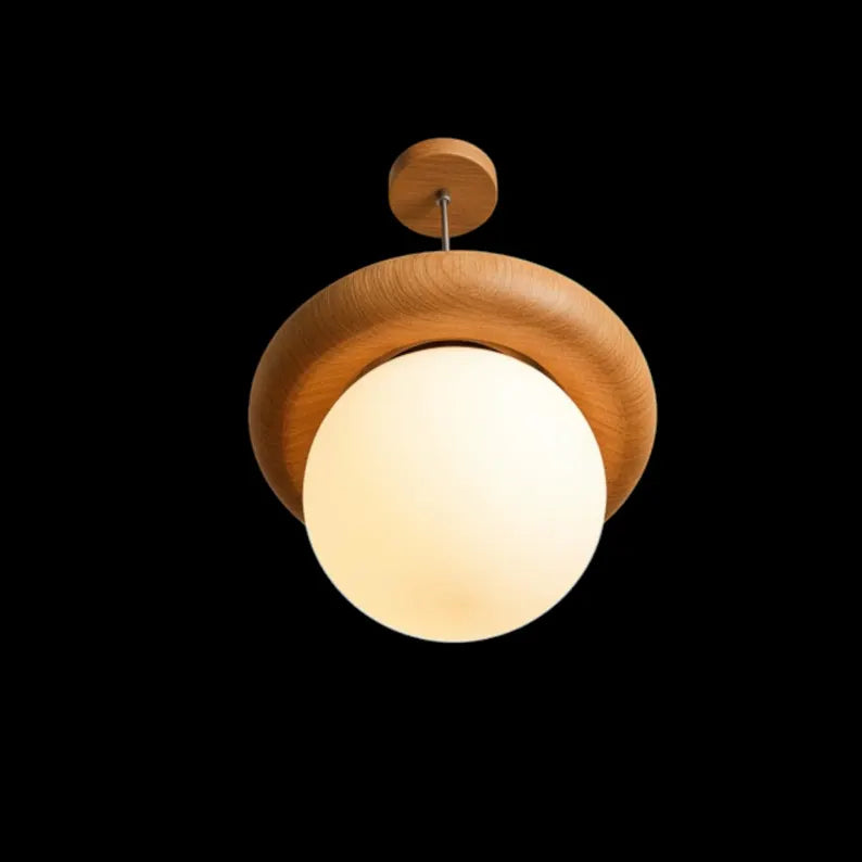 Wooden Handmade Pendant Light - Globe Chandelier - Wood Ceiling Lamp - Light Fixture for Dining Room, Kitchen Island or Living Room
