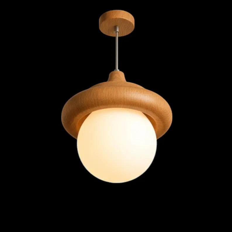Wooden Handmade Pendant Light - Globe Chandelier - Wood Ceiling Lamp - Light Fixture for Dining Room, Kitchen Island or Living Room
