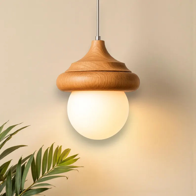 Wooden Handmade Pendant Light - Globe Chandelier - Wood Ceiling Lamp - Light Fixture for Dining Room, Kitchen Island or Living Room