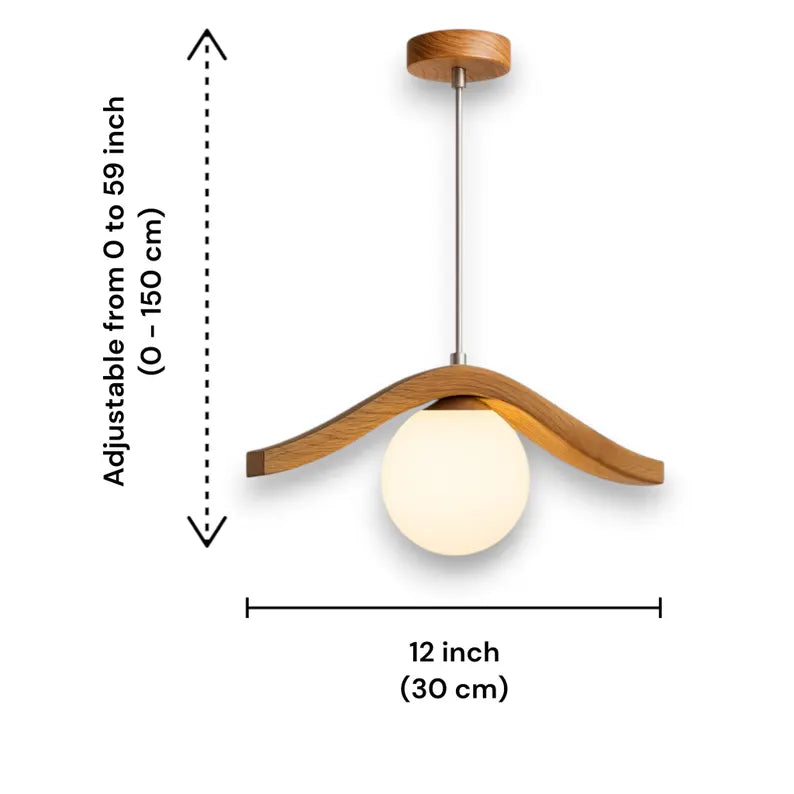 Oak Globe Pendant Lamp: Modern Minimalist Wood Chandelier - Light Fixture for Dining Room, Kitchen Island or Living Room - Wood Ceiling Lamp