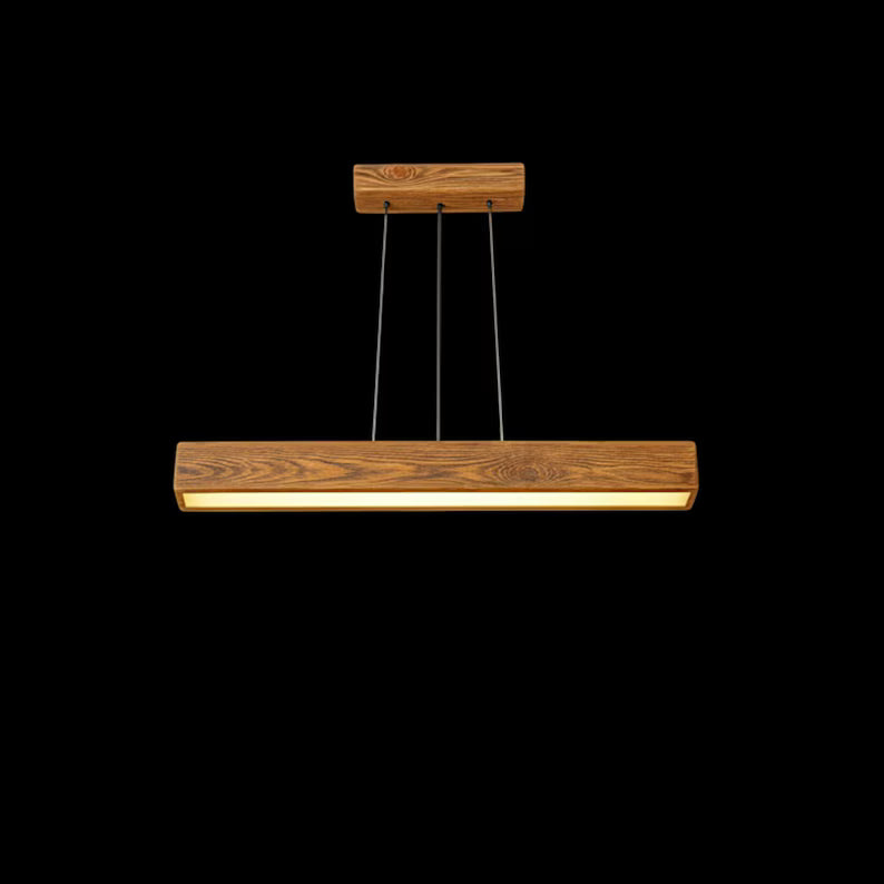 Antique Oak Linear LED Pendant Lamp - Modern Rustic Ceiling Lighting - Wood Farmhouse Lighting - Led Light Fixture