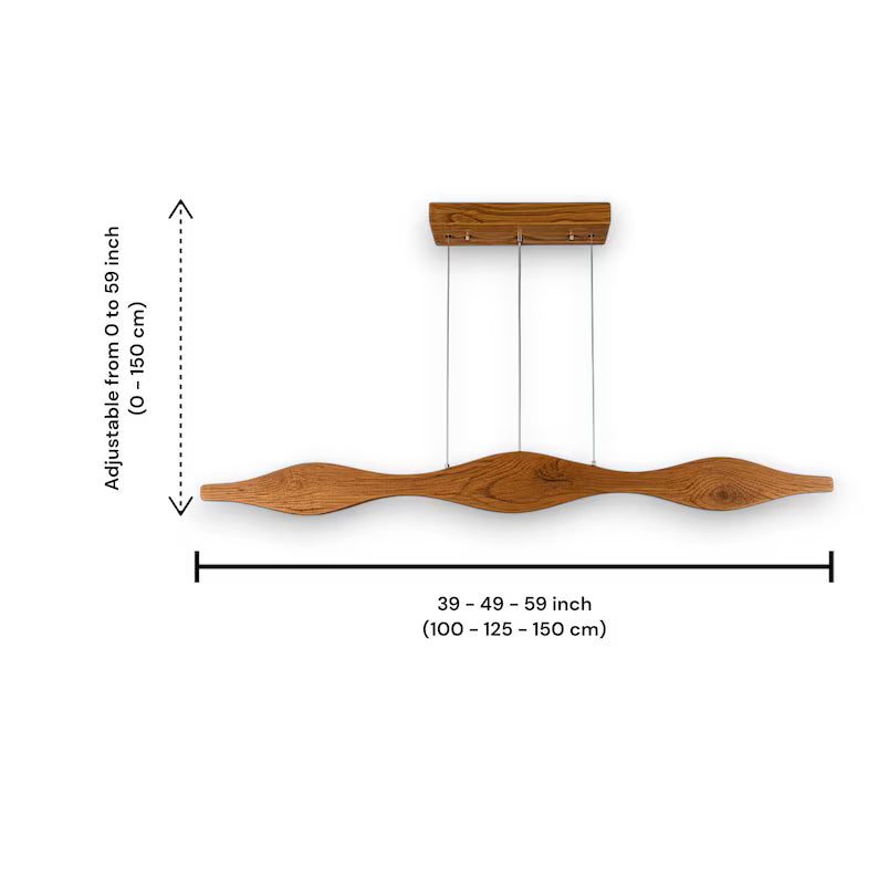 Curved Wood Pendant Light - Handmade Wood Led Chandelier - Light Fixture for Dining Room, Kitchen Island or Living Room - Home Decor Light