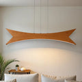 Wood Pendant Light - Curved Arch Led Chandelier - Dimmable Ceiling Lamp - Light Fixture for Dining Room, Kitchen Island or Living Room