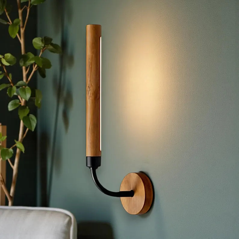 Handmade Wood Wall Sconce - Vertical Wall Led Light - Wall Light Fixture for Entryway Corridor Bedside Wall Lighting - Wall Decor Lighting