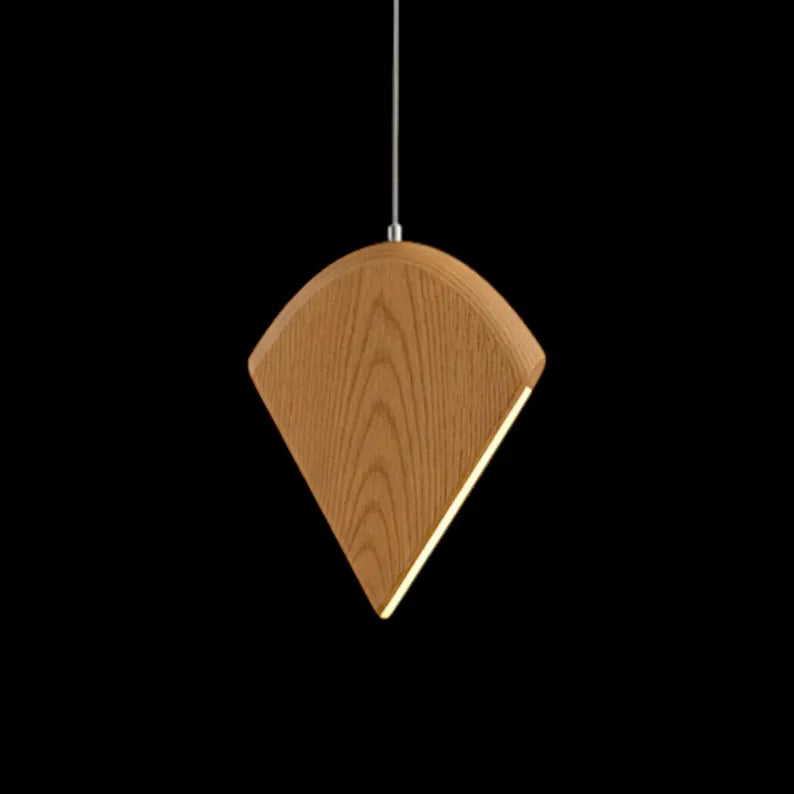 Handmade Pendant Light - Designer Wooden Ceiling Lamp with Side Light Strip - Light Fixture for Dining Room, Kitchen Island or Living Room