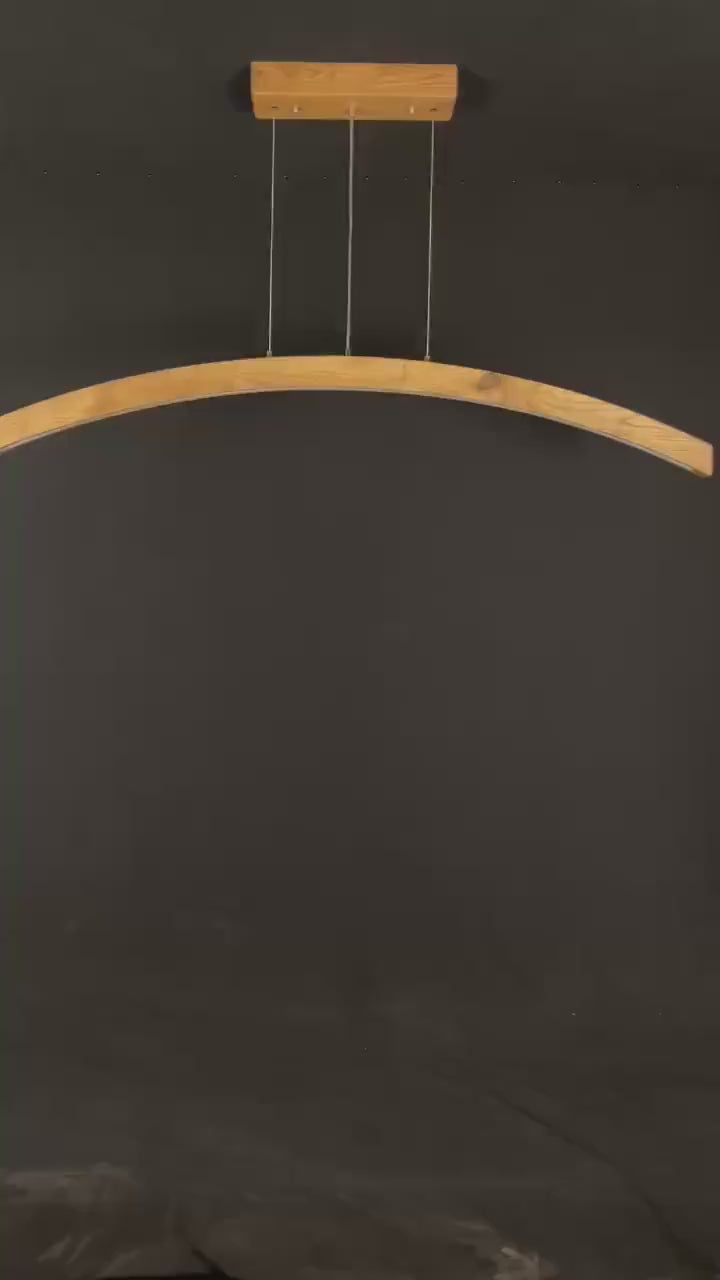 Curved Wood Led Ceiling lamp - Handmade Pendant Light - Home Decor Lighting - Light Fixture for Dining Room, Kitchen Island or Living Room