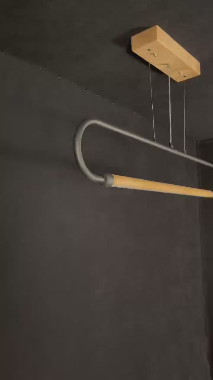 Wood and Metal LED Pendant Light - Modern Led Chandelier -Light Fixture for Dining Room, Kitchen Island or Living Room - Home Decor Lighting