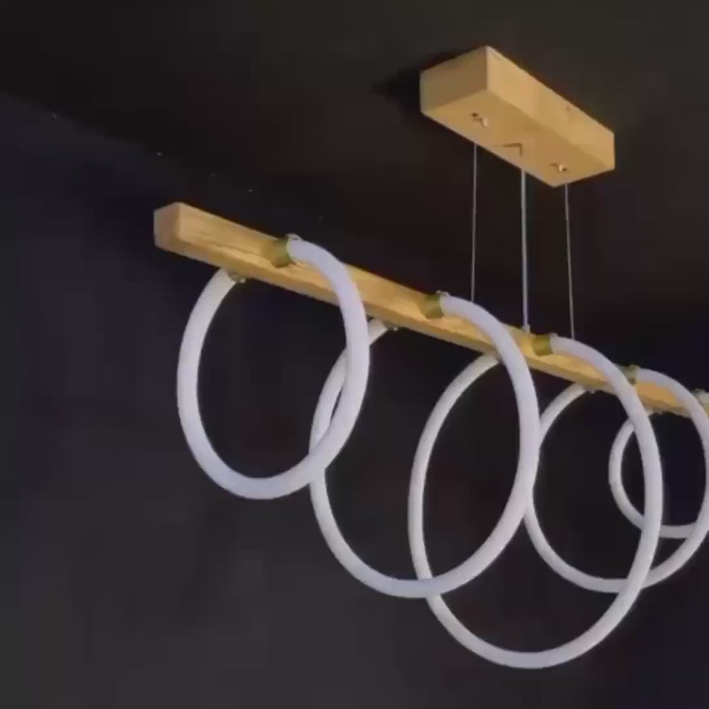 Handmade Wood Pendant Light - Dimmable Led Ceiling Lamp - Light Fixture for Dining Room, Kitchen Island or Living Room - Home Decor Light