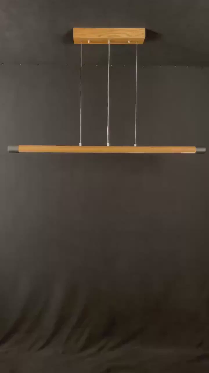 Handmade Wood Pendant Light - Linear Dimmable Ceiling Lamp - Light Fixture for Dining Room, Kitchen Island or Living Room - Home Decor Light