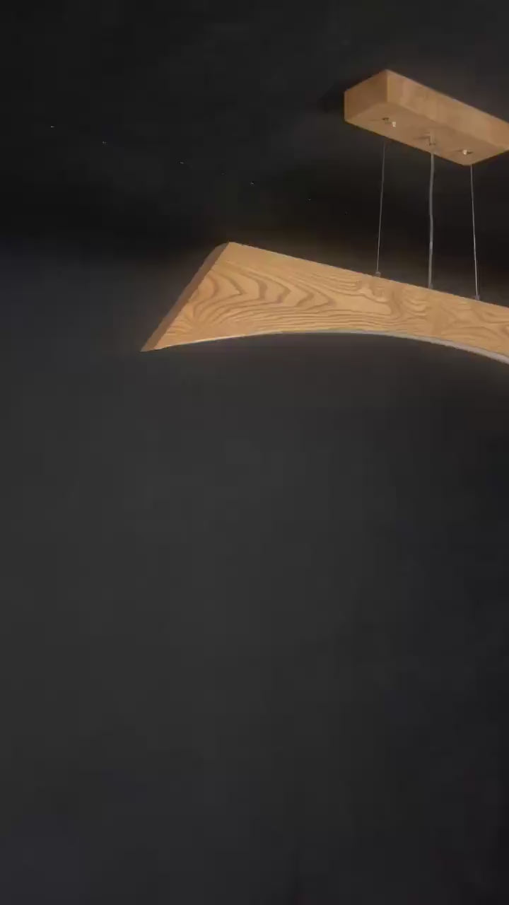 Handmade Wood Pendant Light - Dimmable Wood Ceiling Lamp - Home Decor Light - Light Fixture for Dining Room, Kitchen Island or Living Room