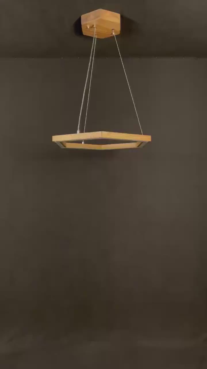 Wooden Hexagon LED Pendant Light – Handmade Chandelier - Wood Ceiling Light - Light Fixture for Dining Room, Kitchen Island or Living Room
