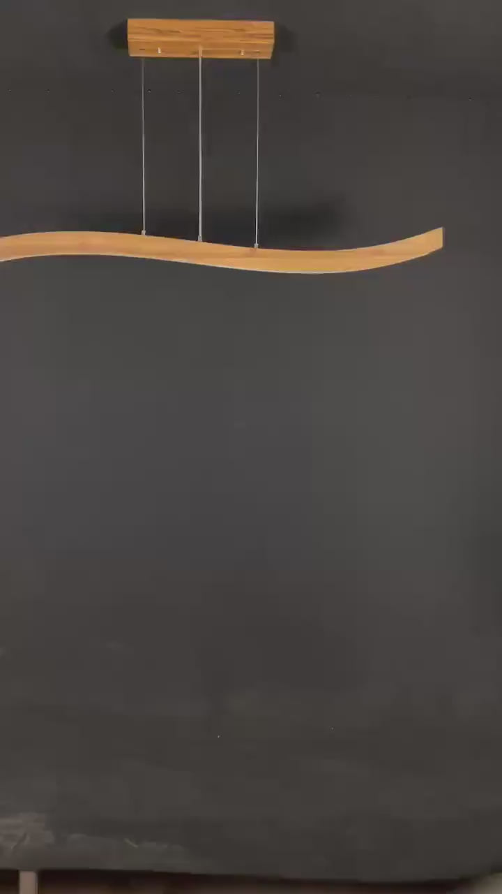 Handmade Wood Pendant Light - Dimmable Ceiling Lamp - Home Decor Lighting- Light Fixture for Dining Room, Kitchen Island or Living Room