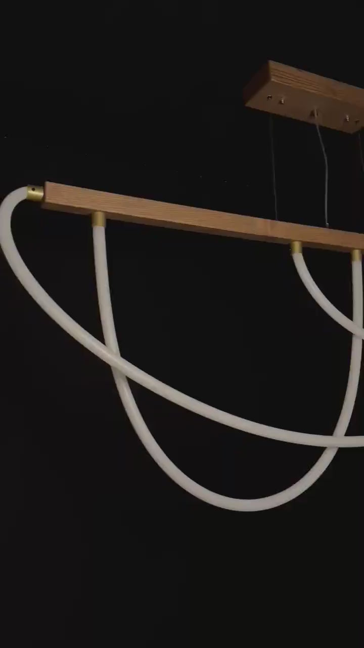 Handmade Wood Pendant Light - Dimmable Led Chandelier - Home Decor Lighting - Light Fixture for Dining Room, Kitchen Island or Living Room